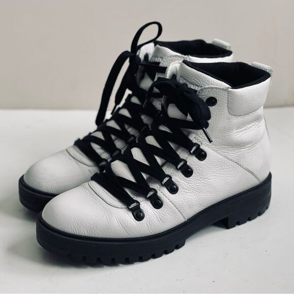 💠 Cougar Nash Leather Lug Sole Combat Lace Up White Boot Size EU 40 US 9 - Picture 1 of 13